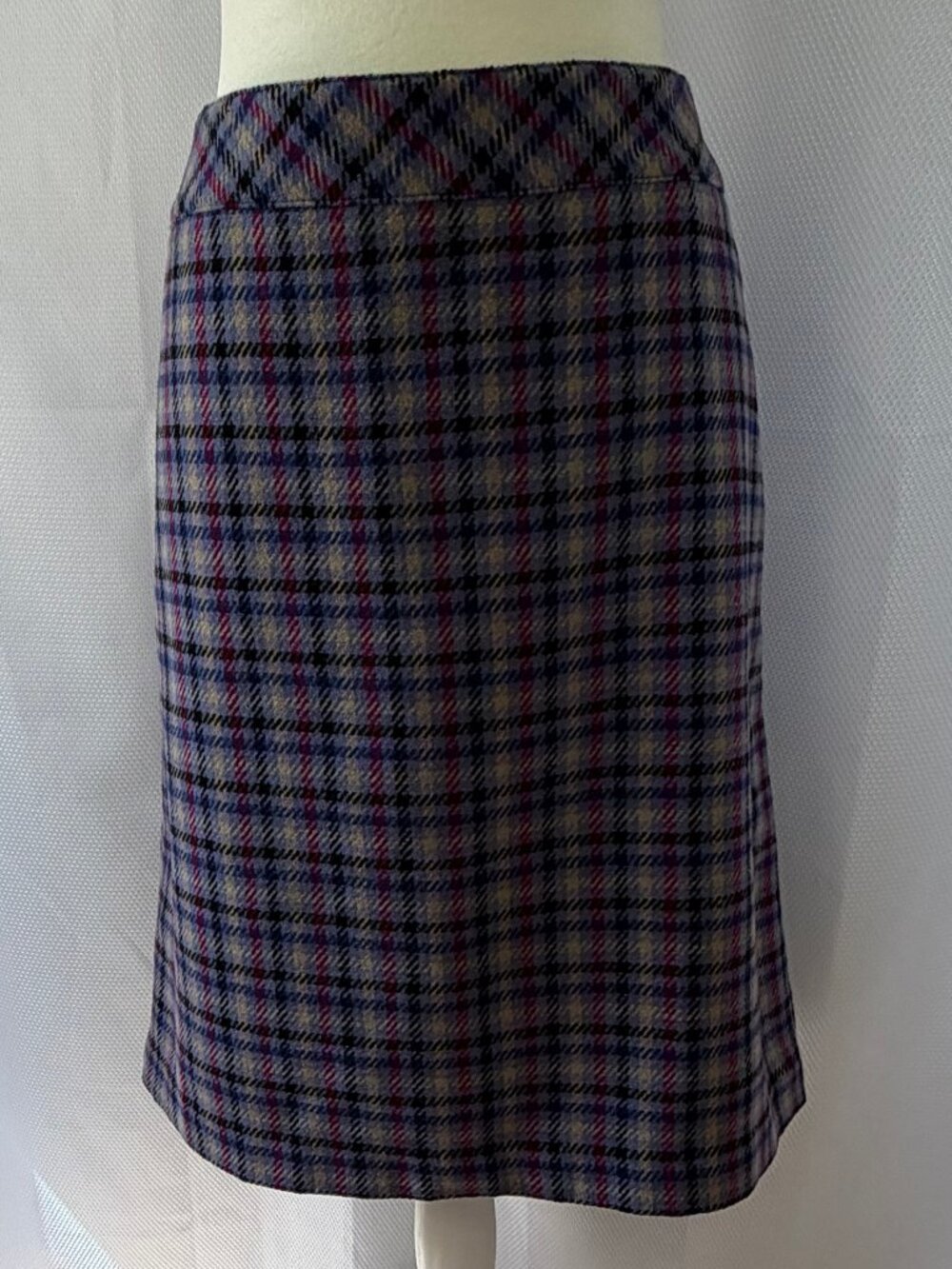Talbots Purple & Gray Plaid Wool-Blend Skirt - Picture 2 of 13